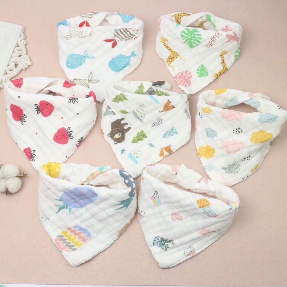 Yếm Xô Tam Giác Organic 6 lớp cho bé có cúc bấm Chubby Store