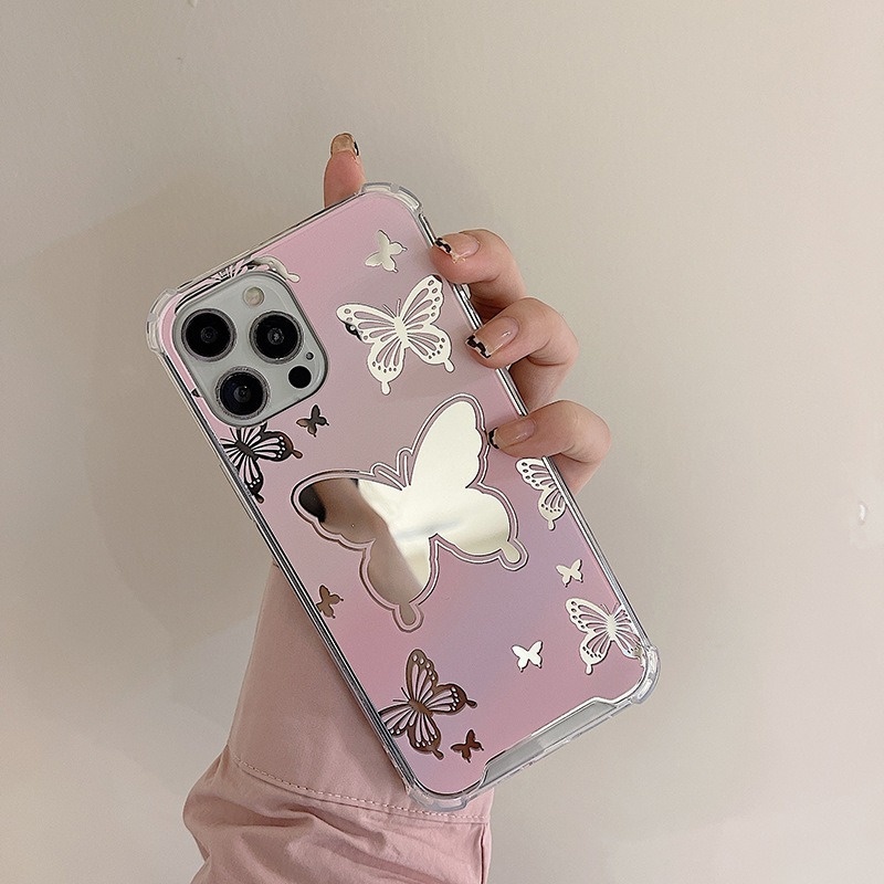 Ốp Điện Thoại Tráng Gương Hình Bướm Cho Iphone 14promax / 13mini 11 / 12pro 678Plus / xsmax / xr