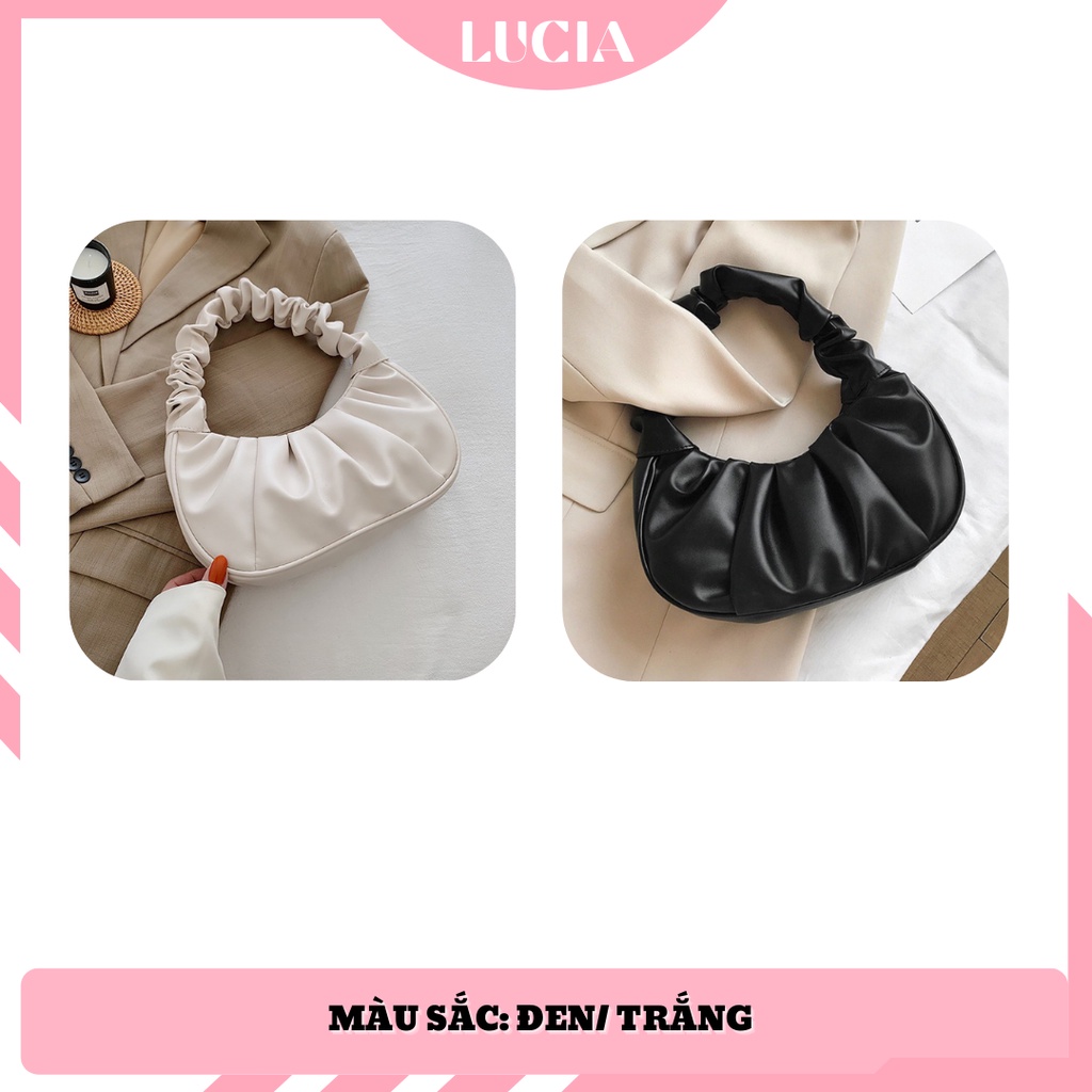 Túi xách nữ kẹp nách da mềm xếp ly quai nhún thời trang cao cấp LUCIA STORE TXN40