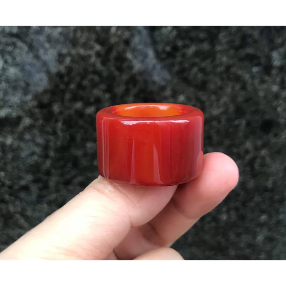 NHẪN CÀN LONG BẢN VUÔNG ĐÁ ĐỎ size 10