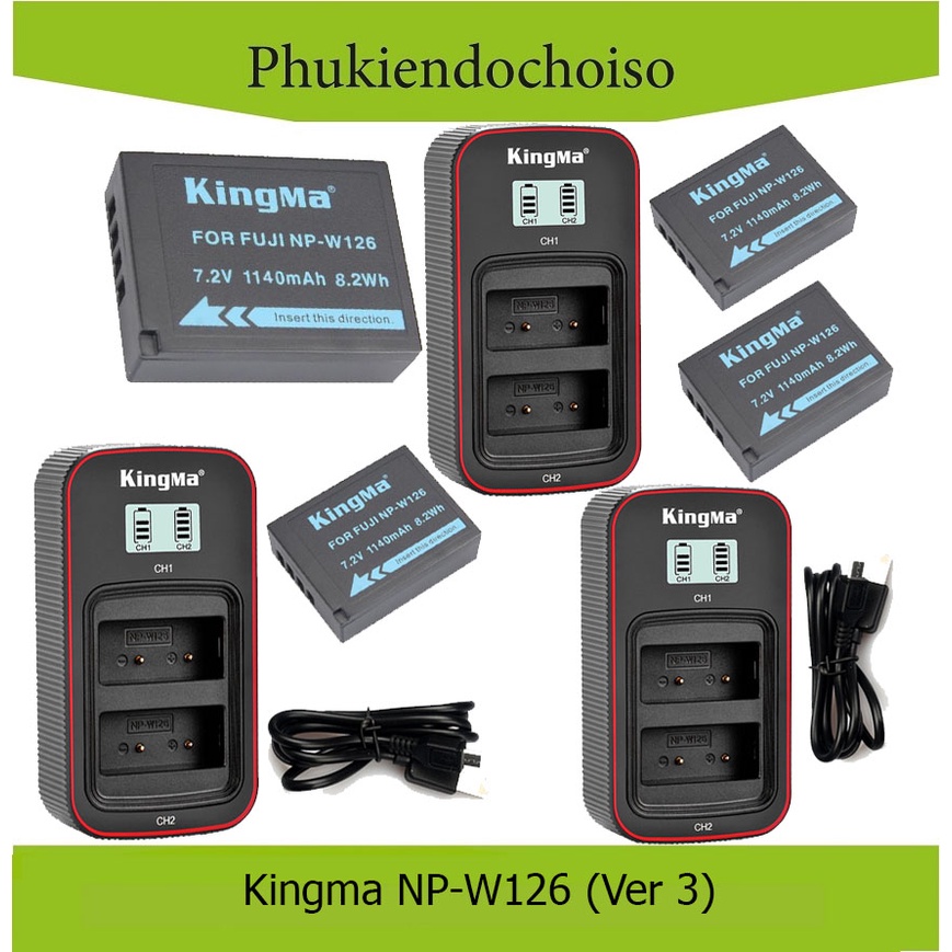 Pin sạc Kingma Ver 3 cho Fujifilm NP-W126 (Sạc nhanh - Cổng Type C)