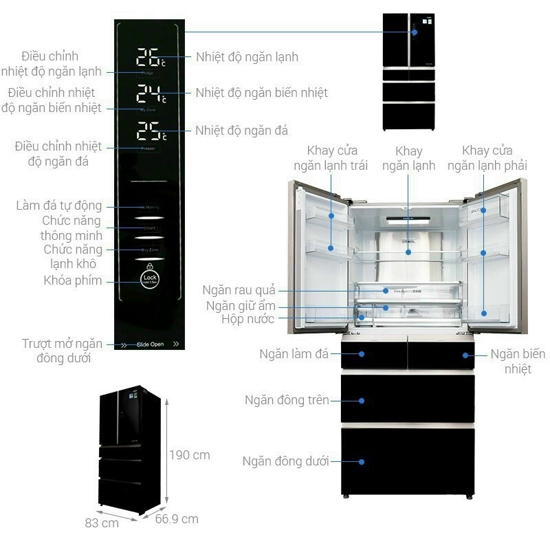 Tủ lạnh Aqua Inverter 515 lít AQR-IG686AM GB ( HÀNG MẪU NEW BẢO HÀNH CHÍNH HÃNG 2 NĂM )