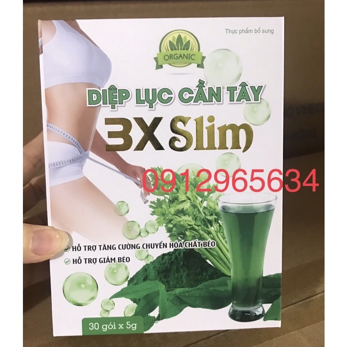 Bột diệp lục cần tây Slim3x hỗ trợ giảm cân và đẹp da giảm béo vóc dáng như ý đào thải độc tố hiệu quả