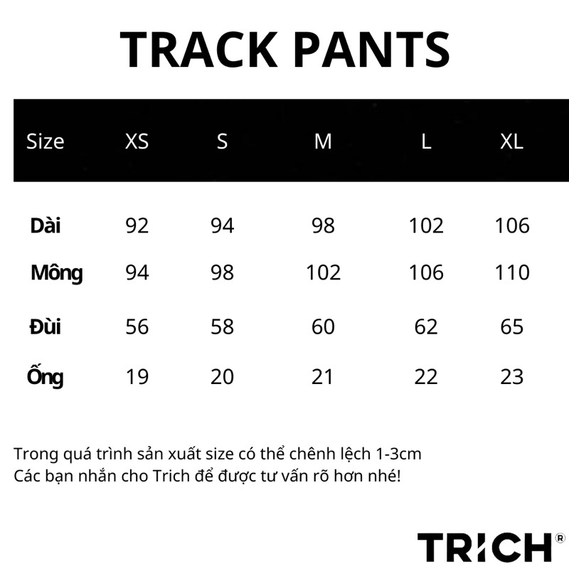 [CHÍNH HÃNG TRICH] Basic Track Pants ( Quần nỉ ống xuông rộng)