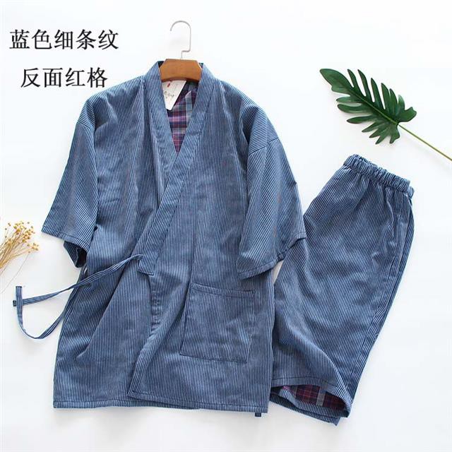Bộ Đồ Ngủ Tay Ngắn Chất Cotton Phong Cách Kimono Nhật Bản Thời Trang Mùa Hè Cho Nam