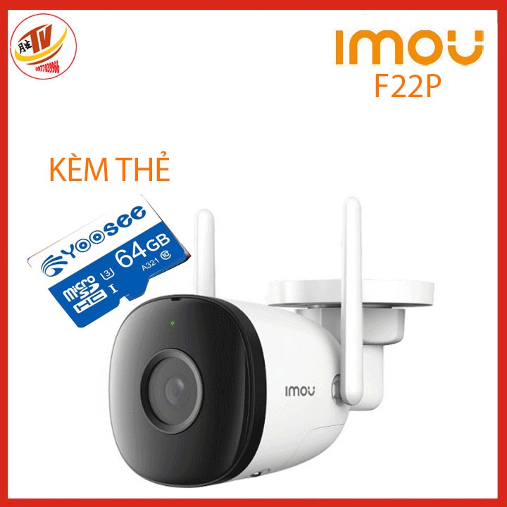 [kèm thẻ 32gb 64gb] Camera IP WiFi Ngoài Trời 2M IMOU F22P Bullet 2C, hàng chính hãng bảo hành 24 tháng