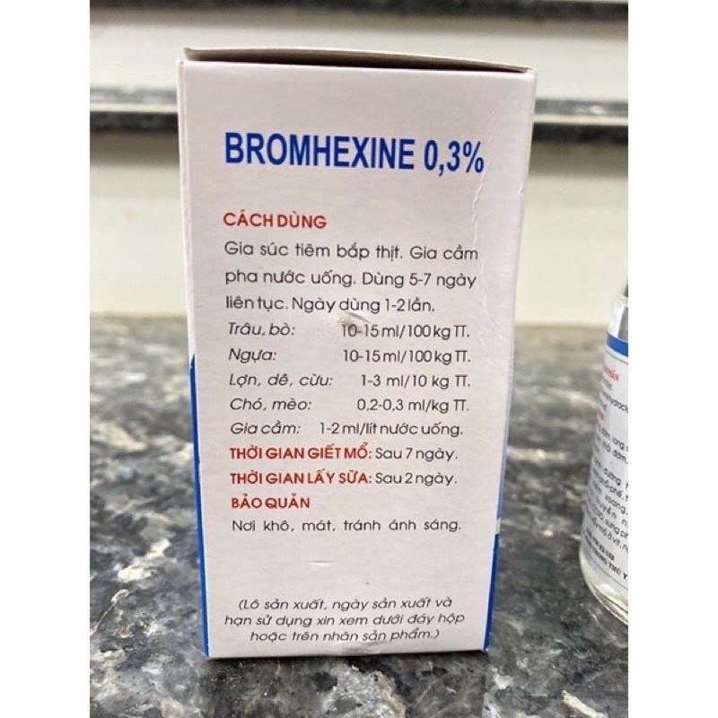 1 lọ BROMHEXIN 0,3% trâu bò lợn gà chó mèo