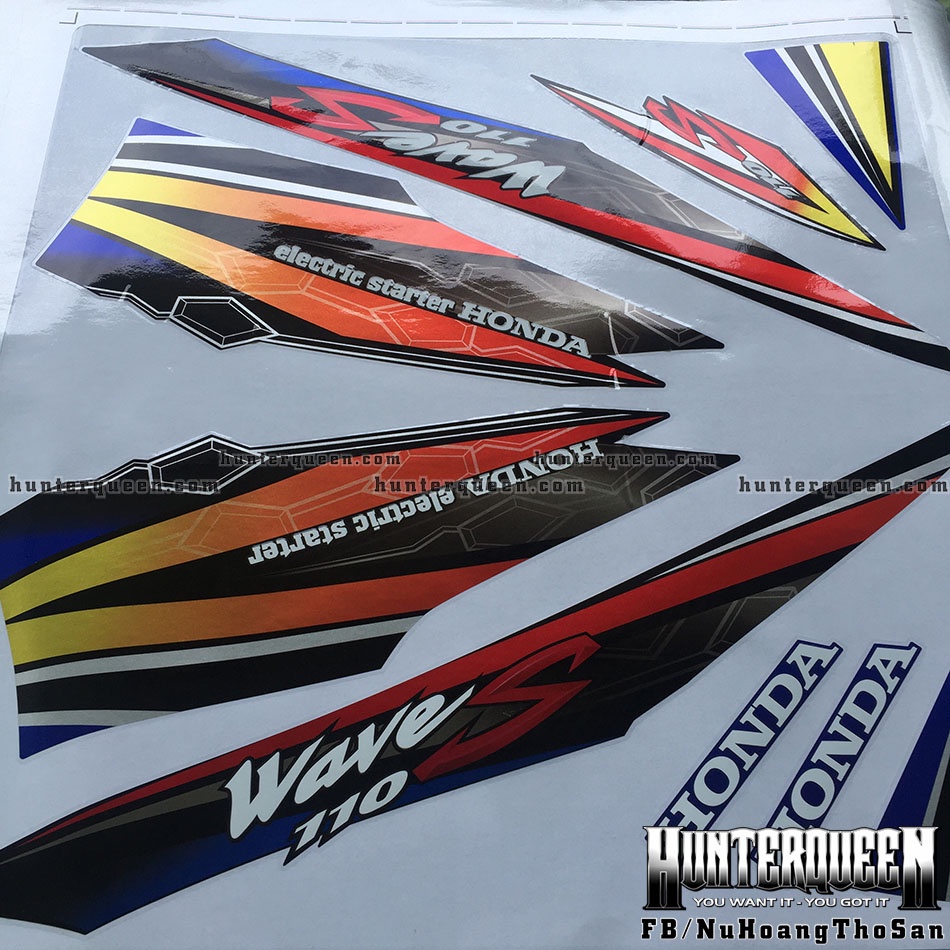 Tem ghép dán xe WAVE nhỏ đời đầu S110. Decal chất liệu candy cao cấp, ghép chữ nổi màu trắng không đụng hàng