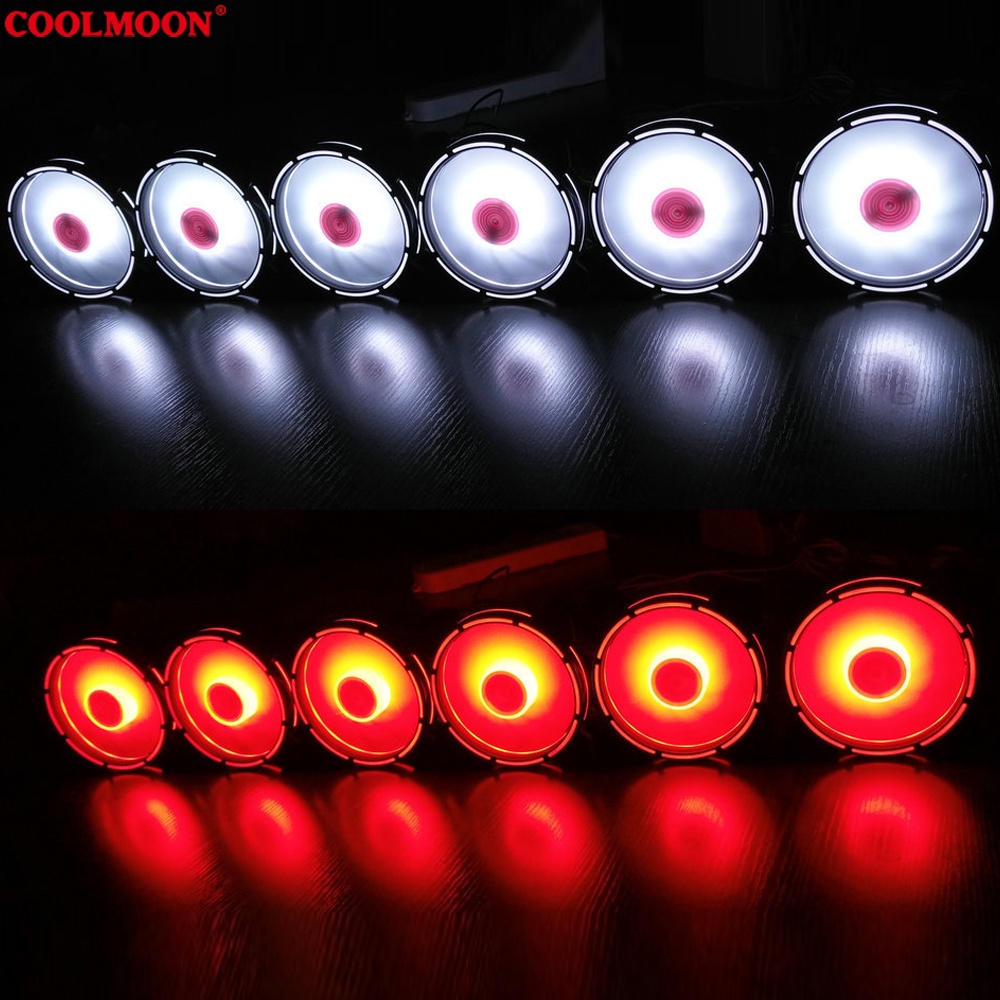 Quạt Tản Nhiệt, Fan Led ARGB Coolmoon V9 - Led Dual Ring (Led tâm + Led viền) - Tặng kèm ốc vít