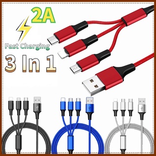 Dây cáp sạc nhanh 2A 3 trong 1 cho Xiaomi IPhone Samsung