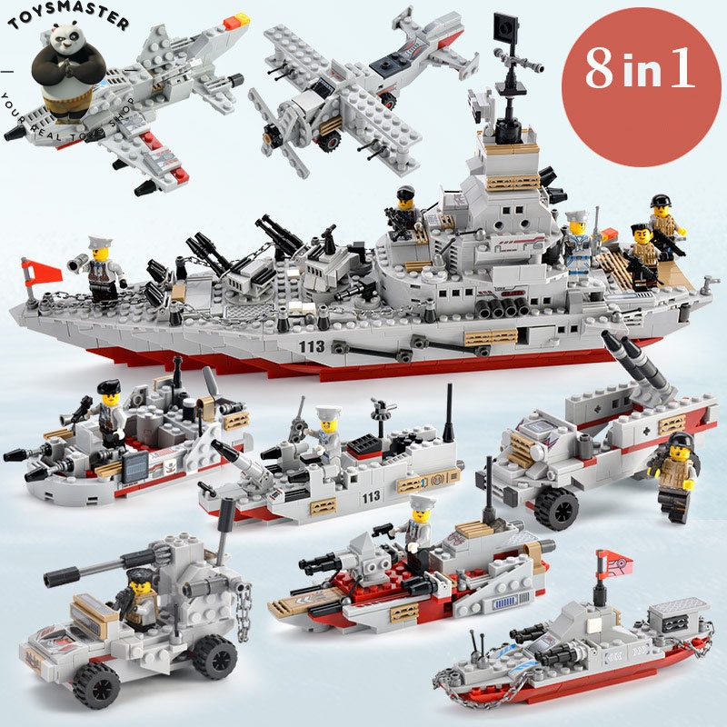 Đồ Chơi Lắp Ráp Mô Hình Tàu Chiến Hạm,Cảnh Sát Biển,Robot,Máy Bay Coast Guard 8 Trong 1 Với 1000+ Mảnh Ghép