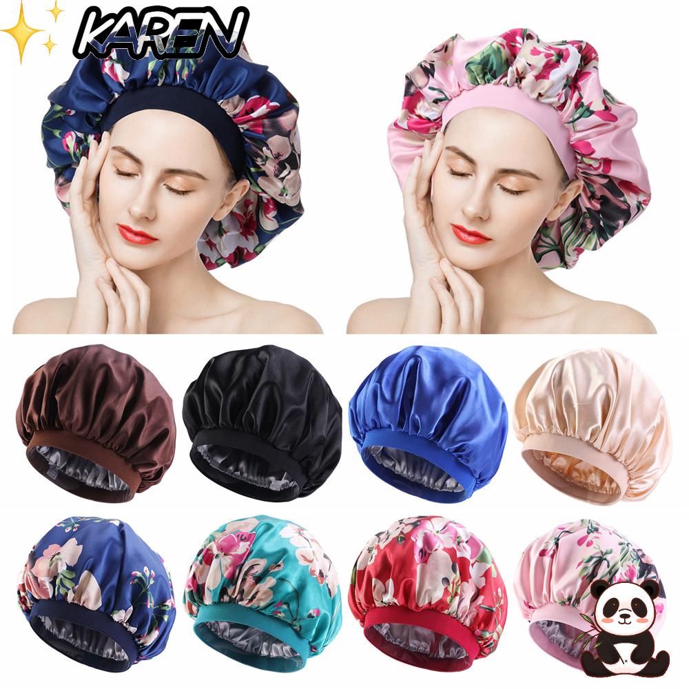 [Hàng mới về] Mũ vải satin viền lụa bản to mềm mại thoải mái dùng đội khi ngủ cho nữ