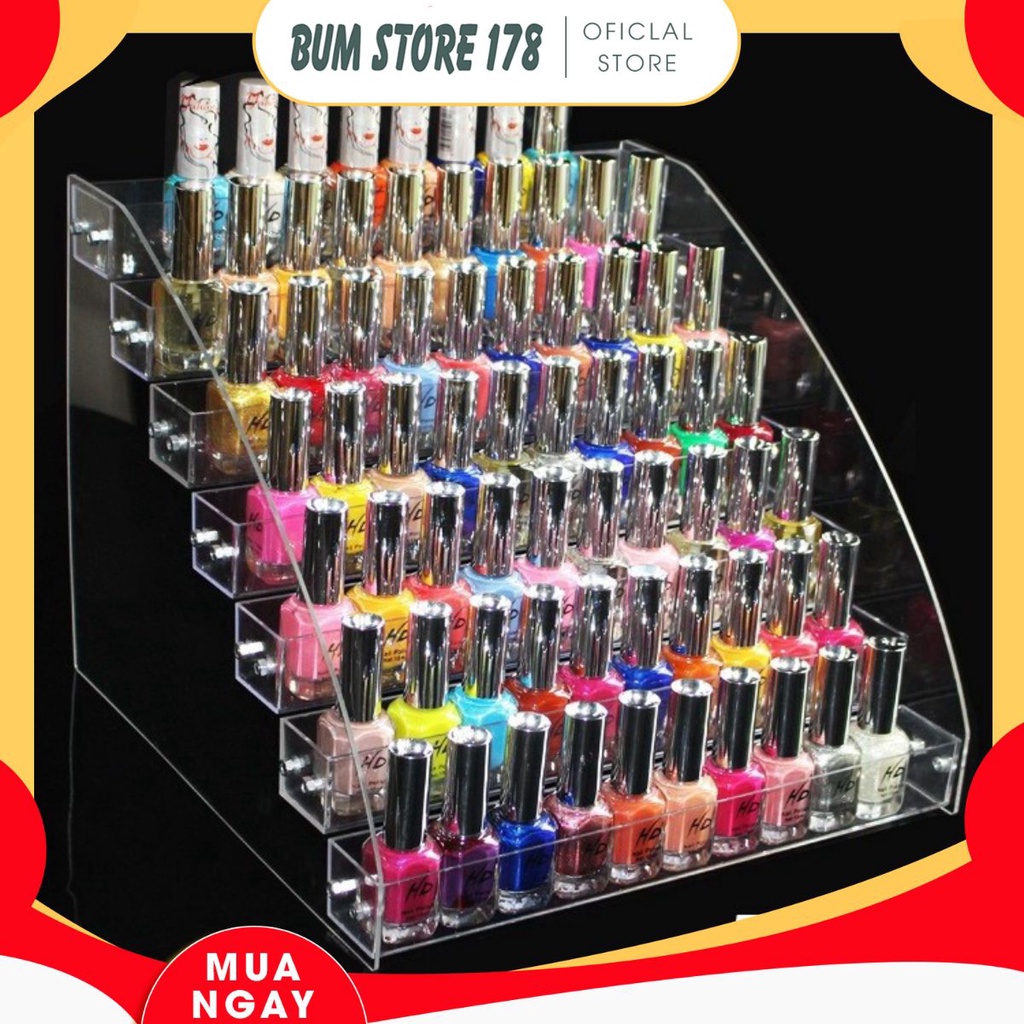 Kệ mica loai dày đựng sơn hoặc phụ kiện 7 tầng