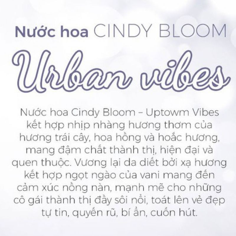 NƯỚC HOA CINDY BLOOM - URBAN VIBES | BigBuy360 - bigbuy360.vn