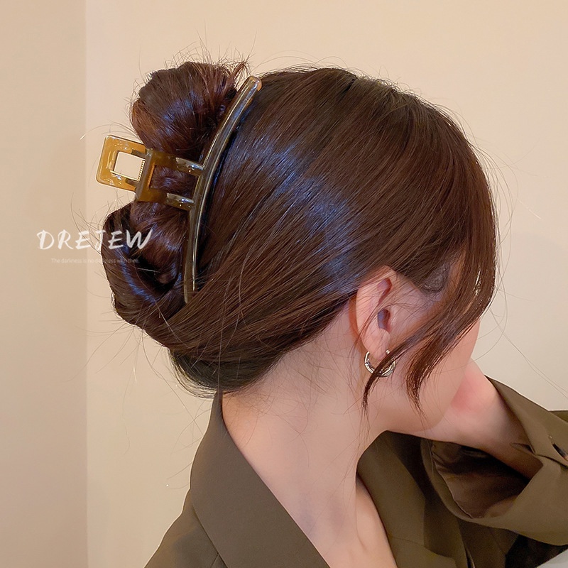 DREJEW Kẹp tóc acrylic màu thạch hình vuông thời trang Hàn Quốc đơn giản dễ phối đồ