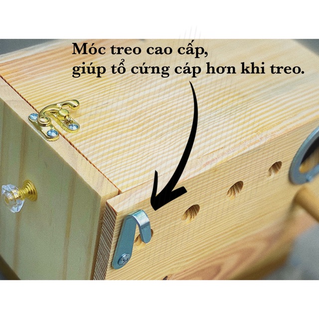 Tổ đẻ chim Yến Phụng có ngăn rút &amp; ốp vòng kim loại.