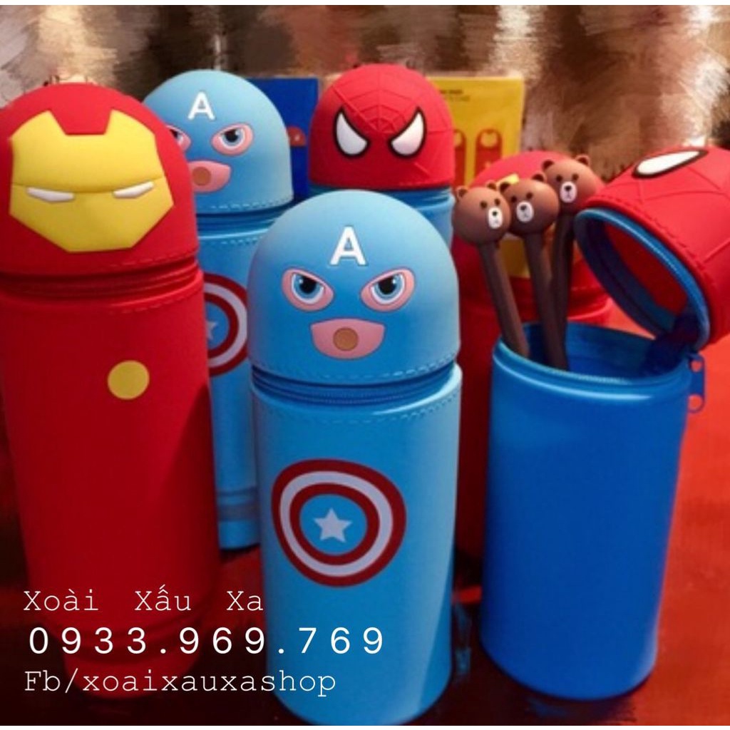 HỘP BÚT SILICONE DÂY KÉO HOẠT HÌNH DISNEY POOH, STITCH, MARVEL, LINE...