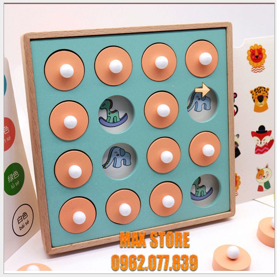 (Đồ Chơi Thông Minh) Bộ Đồ Chơi Gỗ Lật Thẻ Rèn Luyện Trí Nhớ