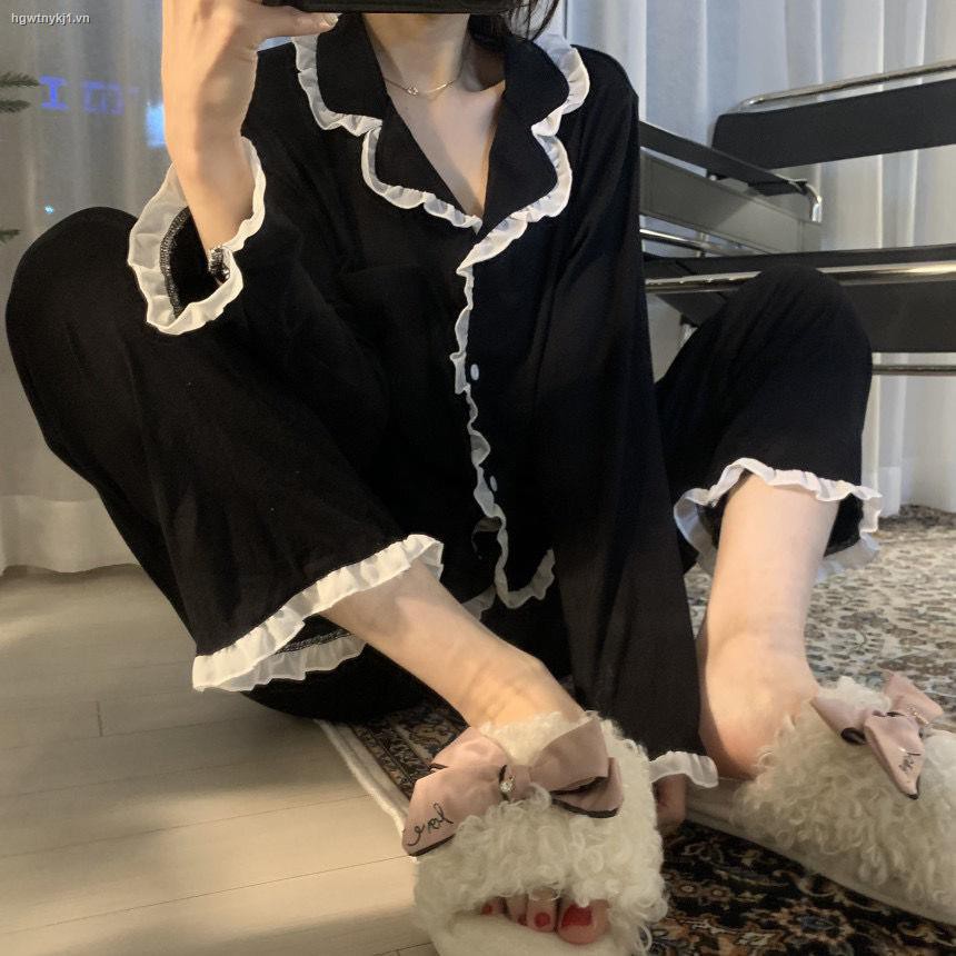 Bộ đồ ngủ pijama 2 mảnh dài tay đơn giản và ngọt ngào thời trang mặc nhà cho nữ | BigBuy360 - bigbuy360.vn