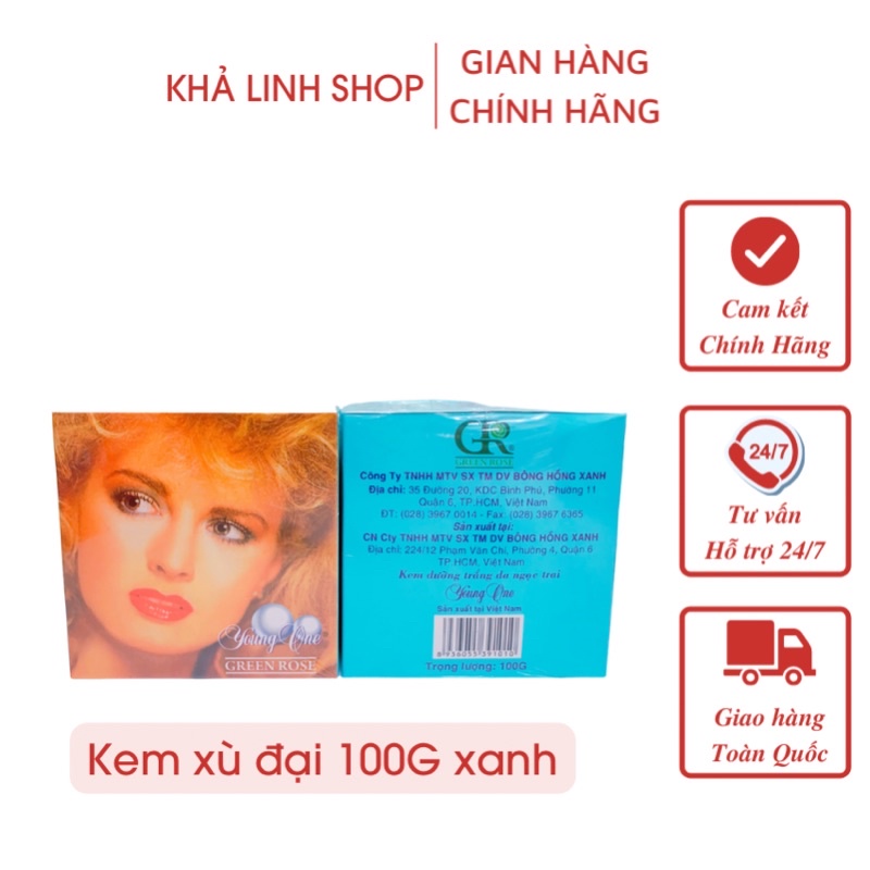 01 kem dưỡng thể trắng da young one Greenrose xù xanh 100g