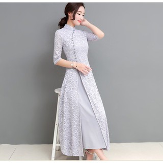 [HÀNG NHẬP CÓ SẴN] - ÁO DÀI CÁCH TÂN REN HOA CAO CẤP - SX09