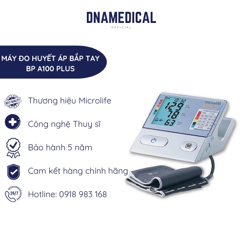 MÁY ĐO HUYẾT ÁP BẮP TAY MICROLIFE BP A100 PLUS - DNA Medical - Vật tư, thiết bị y tế chính hãng