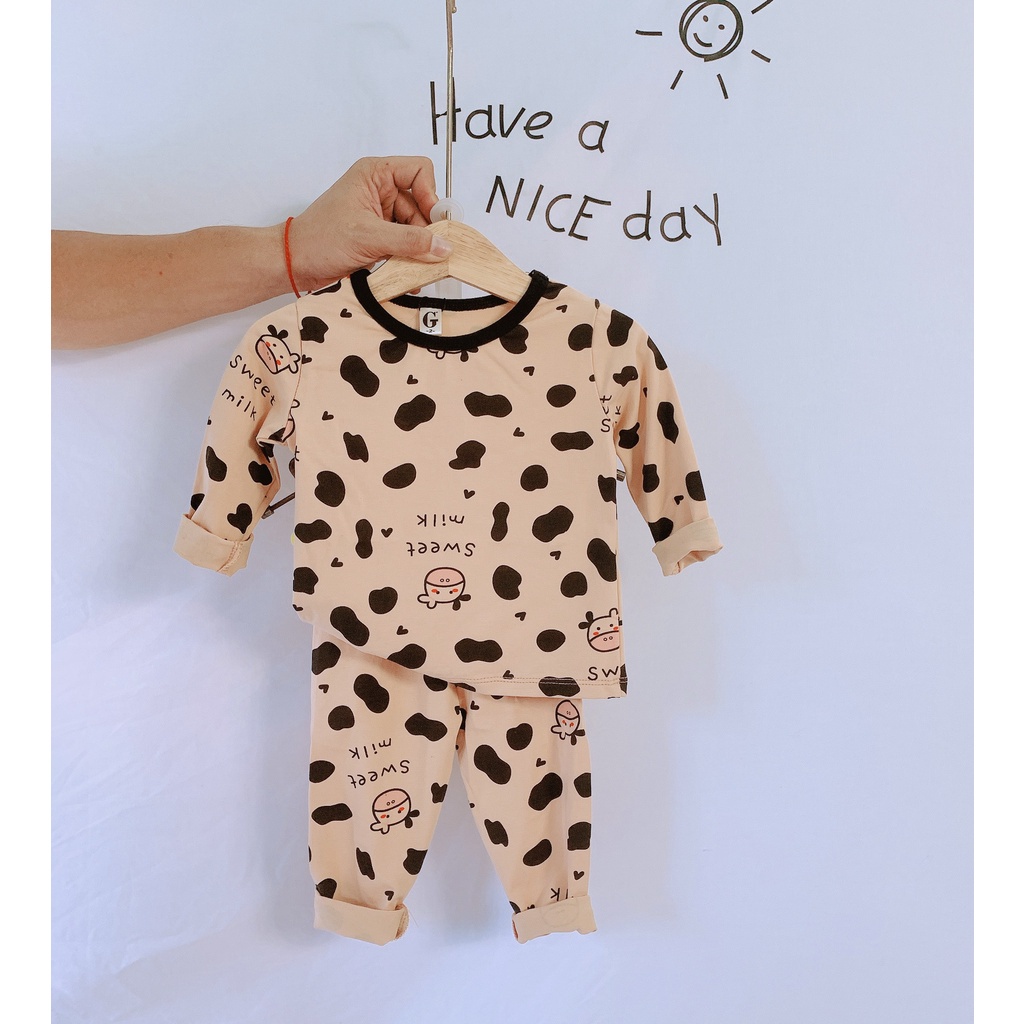 [Siêu Sale]  BỘ COTTON DÀI TAY BÒ SỮA MINKY MOM CAO CẤP BÉ TRAI BÉ GÁI(CTDTBS)