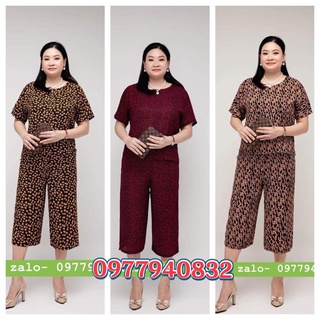 Bộ lụa cát hàn lửng, tay cộc trung niên cho mẹ mặc nhà - Sét đồ bộ trung niên cao cấp mùa hè mát mẻ