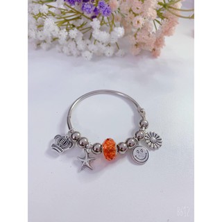 kiềng tay không gỉ mix đá hình thật