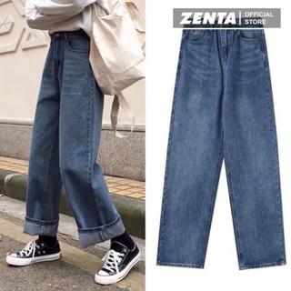 Quần jeans nữ ống rộng simple jeans cao cấp pita.store