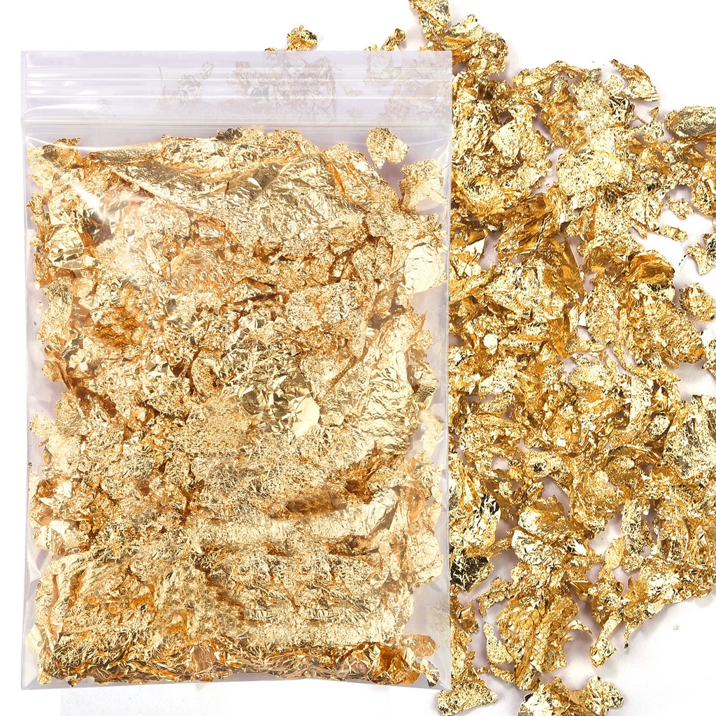 Một túi giả vàng lá sequin sơn Confetti DIY móng tay nghệ thuật lá trang trí giấy tráng miệng bánh trang trí