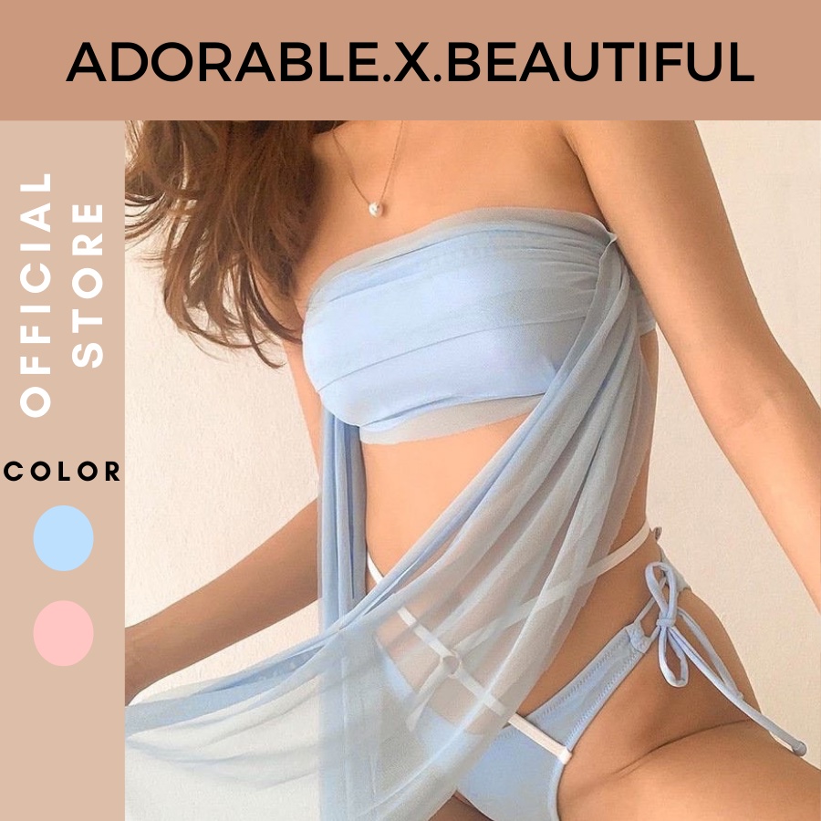 Áo Thun Phối Lưới Phong Cách Sexy, [AdorablexBeautiful], Top Thun Cột Cổ Ulzzang Hot Trend 2022 Ảnh Thật