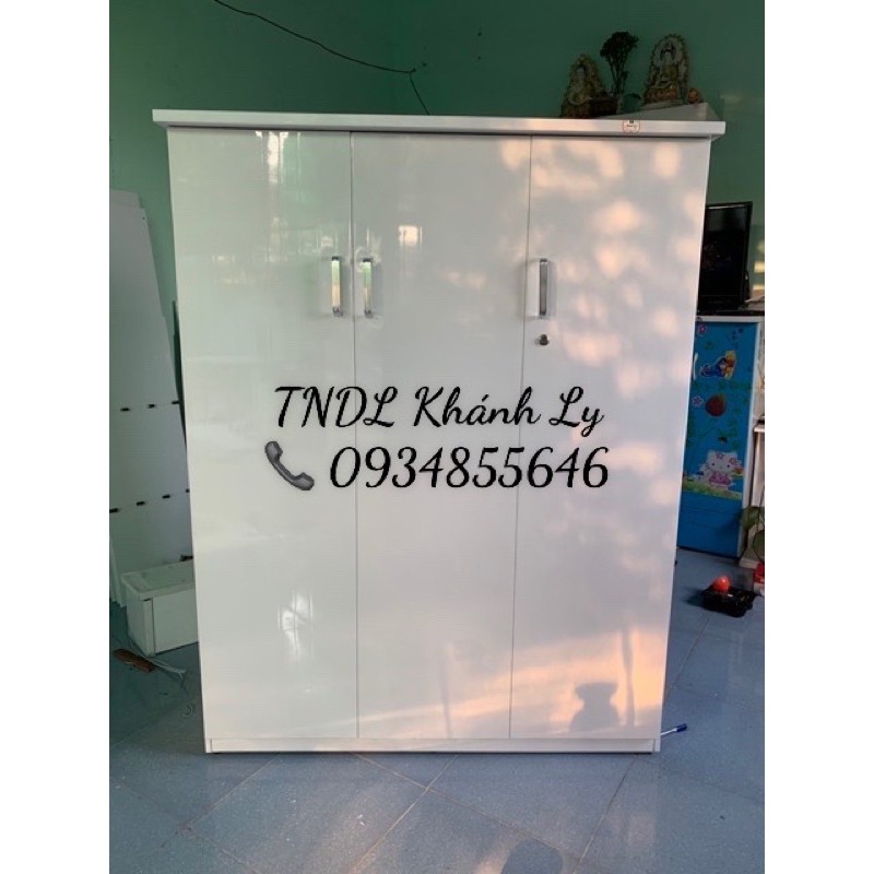 Tủ áo nhựa đài loan 3 cánh trắng trơn 124x165