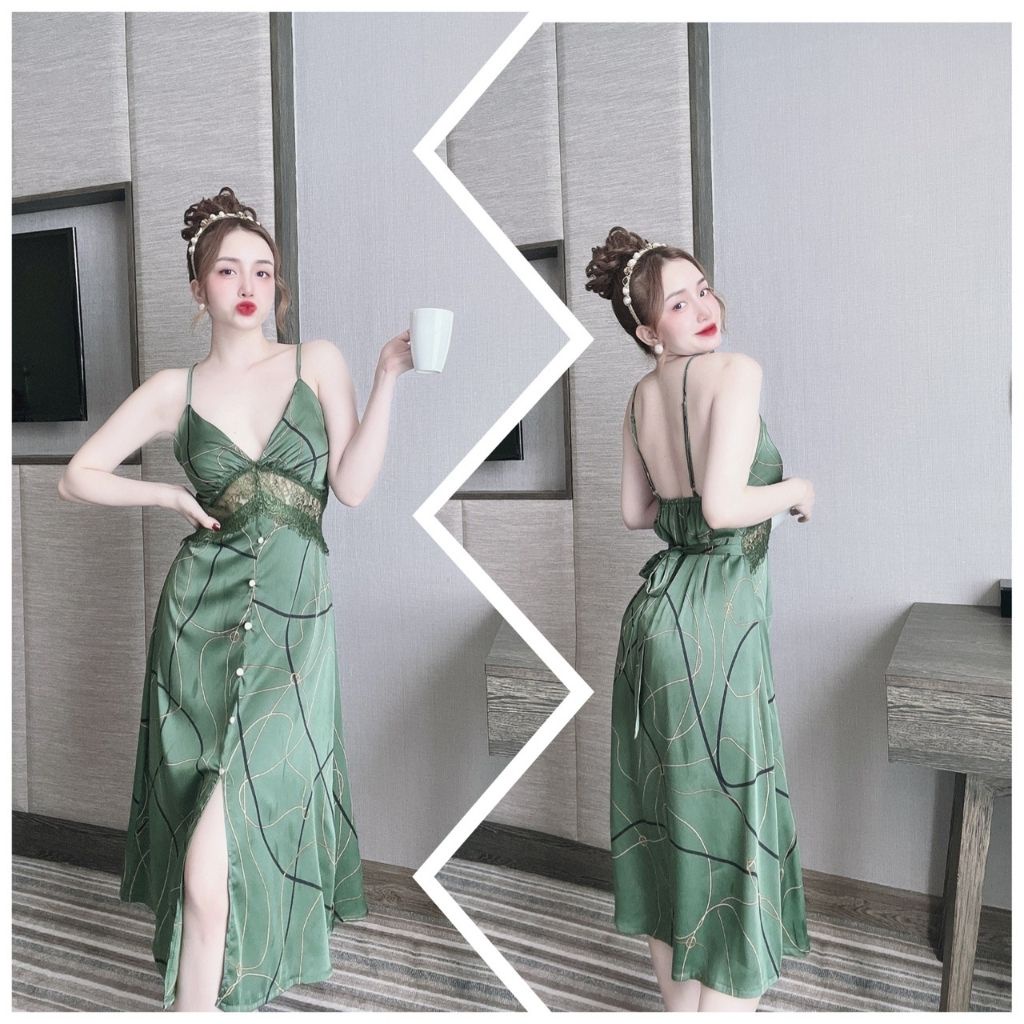 Váy ngủ sexy ❣️FREE SHIP❣️ Đầm ngủ sexy lụa Latin Chất Siêu Mát Dáng Siêu Xinh &lt; 60KG