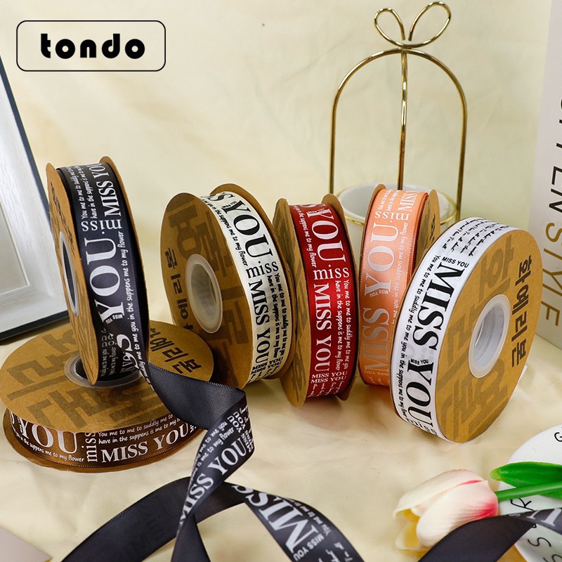 Ruy băng chữ anh ngữ, chữ tiếng anh Miss You Kích Thước 2,5cm x 45m