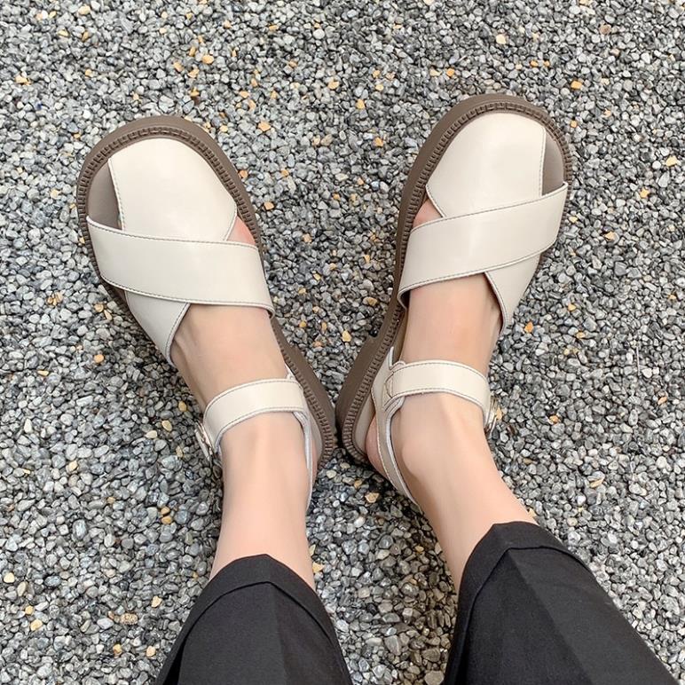 Dép sandal rọ nữ 2 nan chéo to siêu sang LuxyShoes LX45