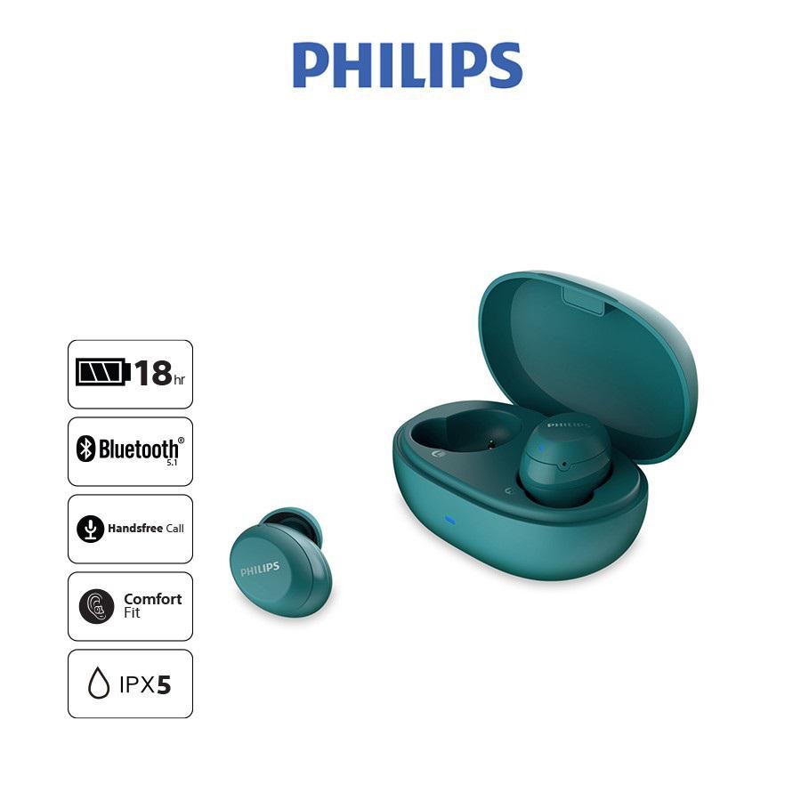Tai nghe Philips Bluetooth Có Bass TAT1235BL/97 - Màu xanh - Hàng Chính Hãng