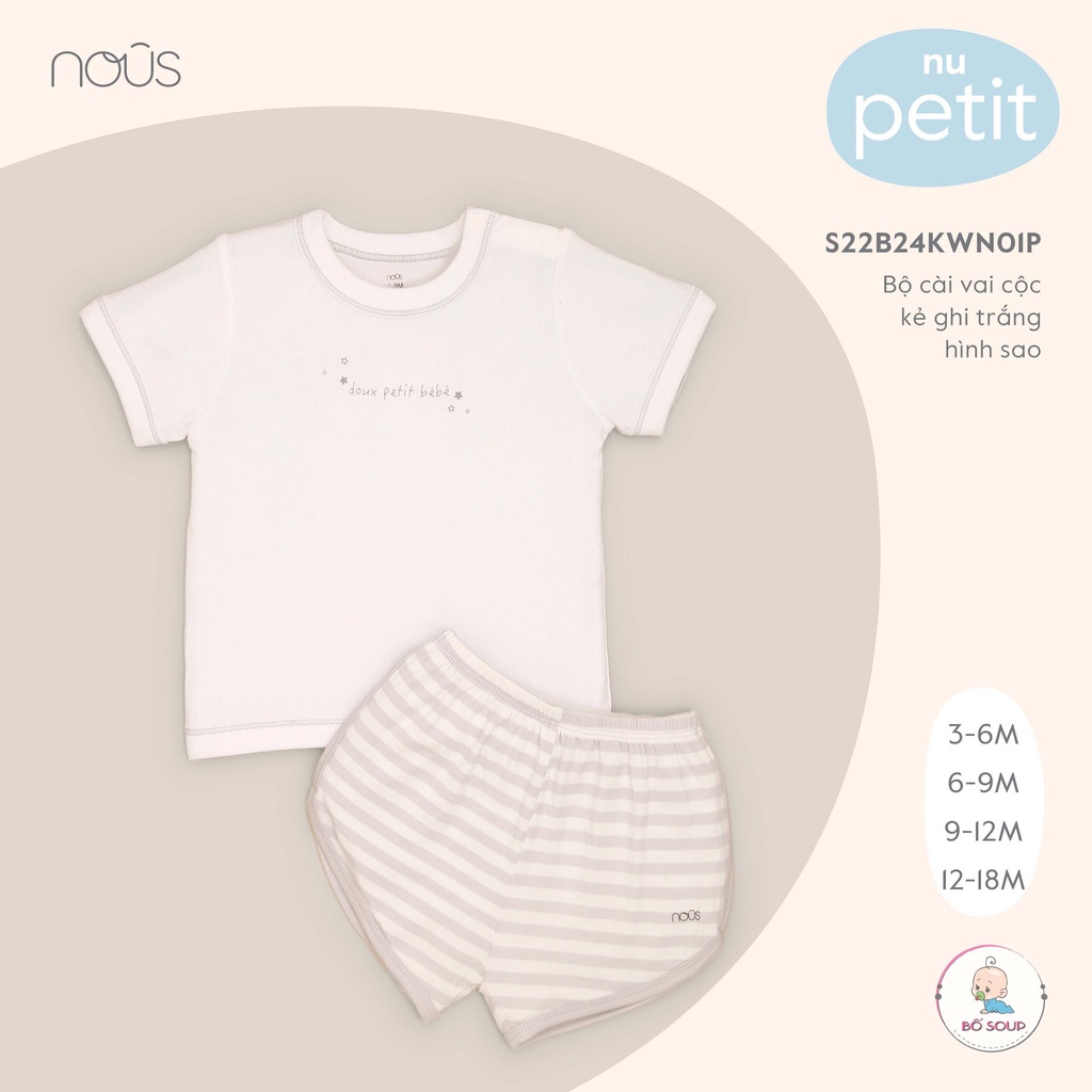 Bộ Quần Áo Cộc Cài Vai Nous Cho Bé Trai Bé Gái Chất Liệu Nu Petit