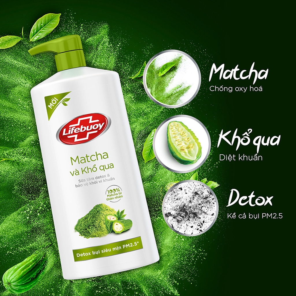 Sữa tắm Detox Lifebuoy - Matcha & Khổ Qua Chai 850g