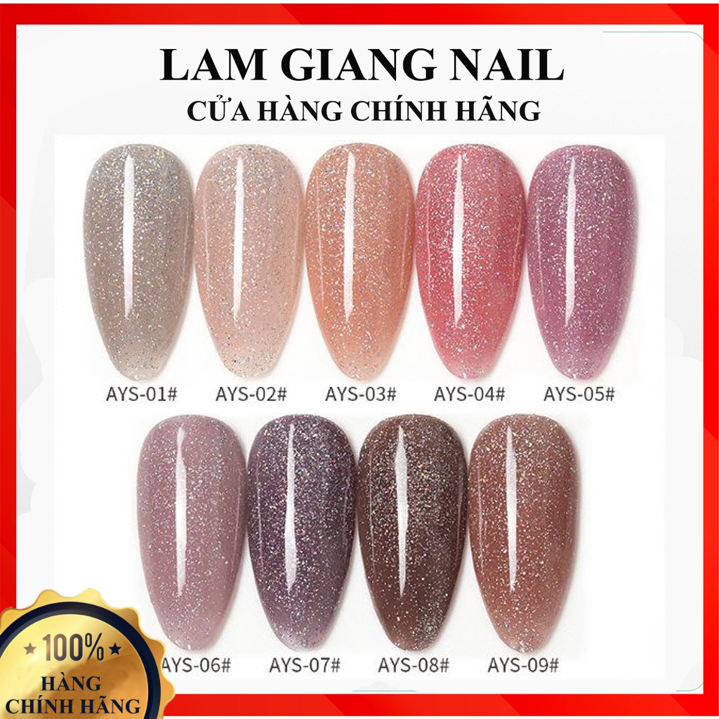 SET Sơn gel AS màu nhũ MỚI AYS 9 chai đỏ nhọn 15ml siêu HOT