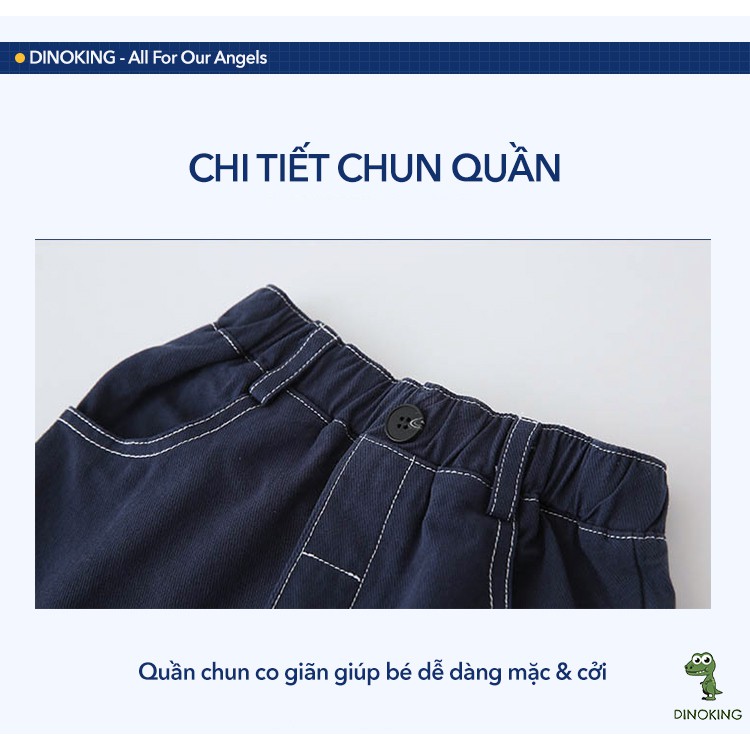 Quần đùi bé trai DINOKING Quần Short lửng trẻ em chât kaki jean mềm mại cho bé 2 - 8 tuổi QS07