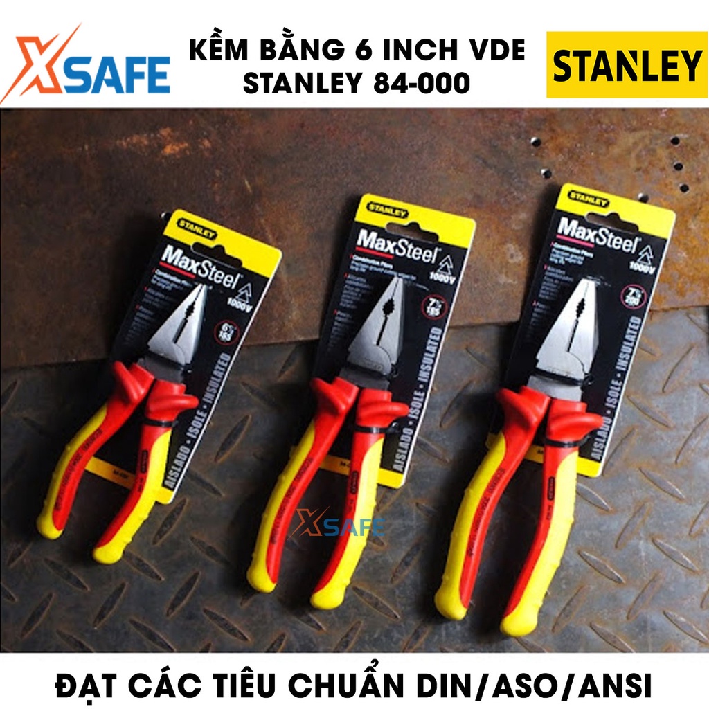 Kềm bằng VDE STANLEY bọc nhựa cách điện 1000V chuyên dụng Kìm VDE Stanley thép hợp kim cao cấp nhỏ gọn linh hoạt