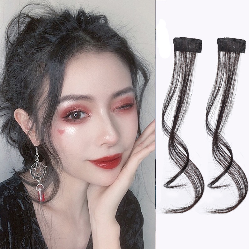 Tóc mái giả xoăn nhẹ phong cách Hàn Quốc. Tóc kẹp phồng 2 bên