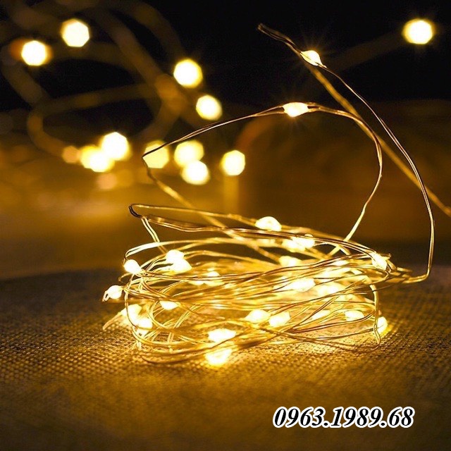 Dây đèn đom đóm 2m pin, đèn fairy light trang trí phòng