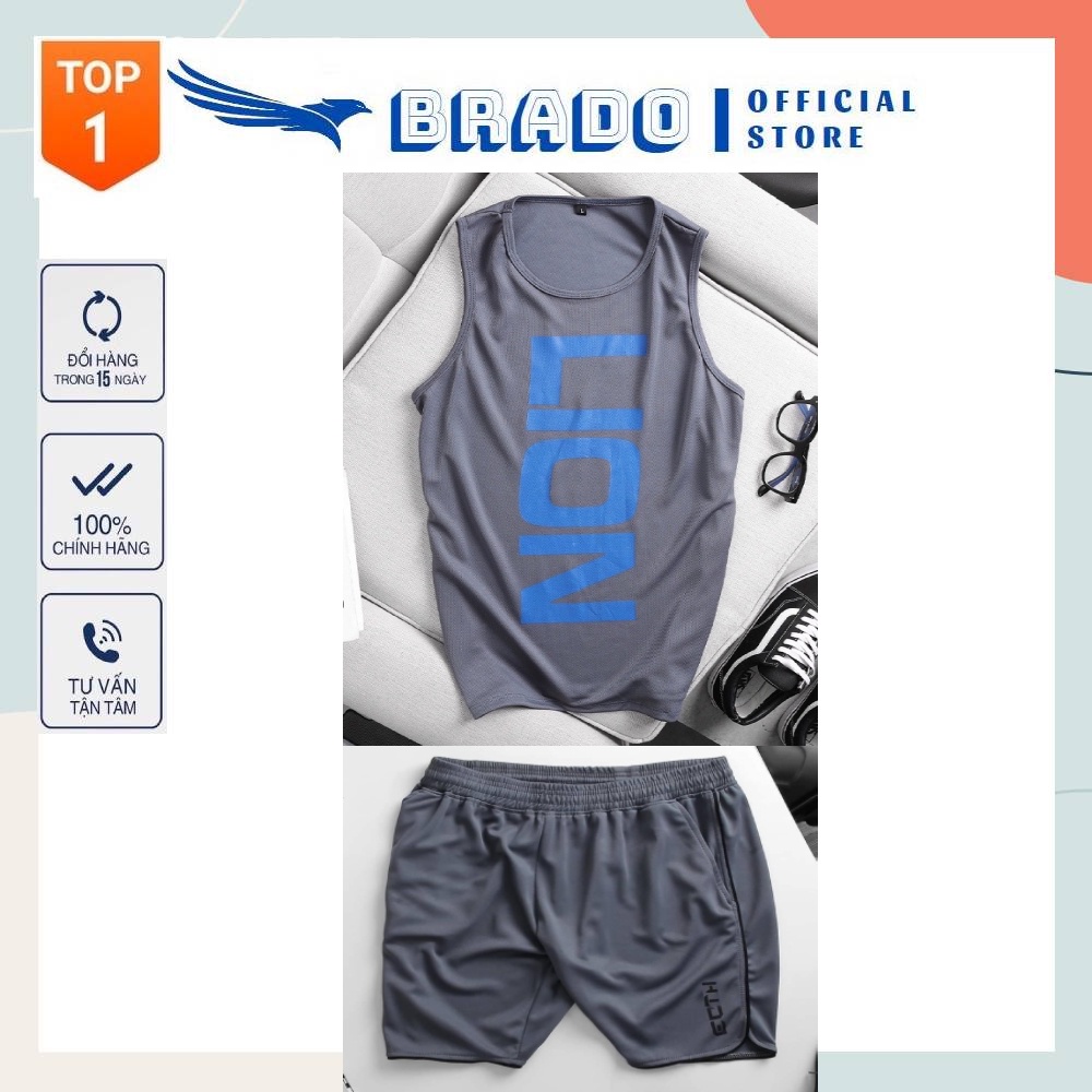 [ 𝐂𝐎𝐌𝐁𝐎 𝐋𝐈𝐎𝐍 ] Bộ Quần Áo thể thao nam, tập gym, chơi thể thao chạy bộ chất vải Thun Thái co giãn, thoáng mát