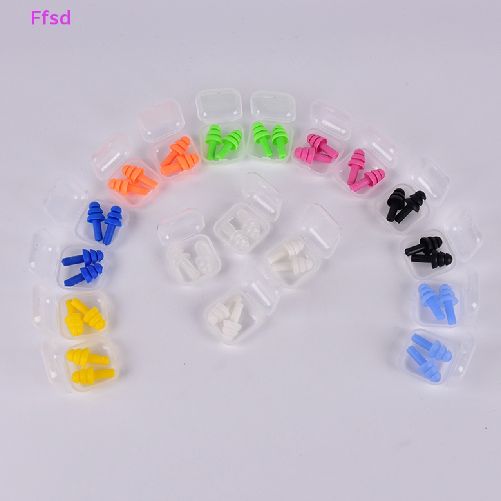 {Ffsd} Set 2 Cặp Nút Bịt Tai Bằng Silicon Mềm Bảo Vệ Tai Chống Ồn Kèm Hộp Đựng