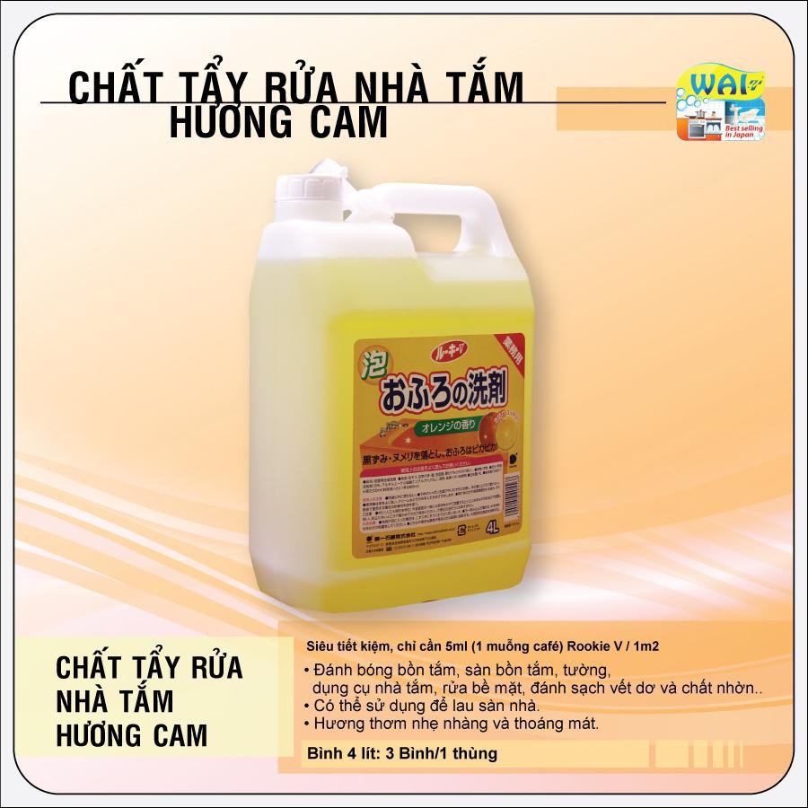 Chất tẩy rửa nhà tắm WAI hương cam 4L Nội địa Nhật Bản