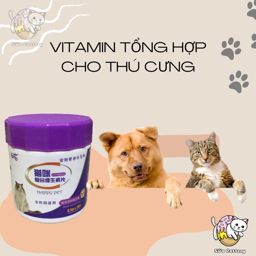 Vitamin cho mèo (vitamin tổng hợp cho mèo bầu, mèo con) bổ máu, dưỡng lông và phát triển toàn diện