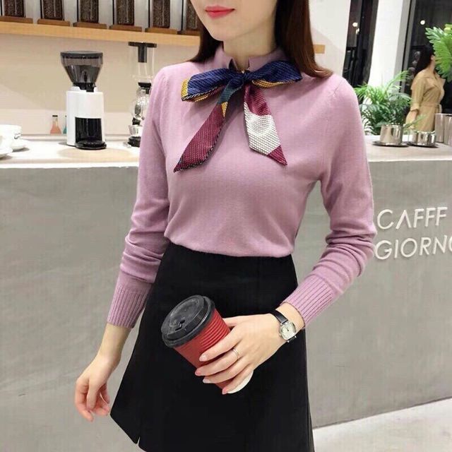 Áo len cổ sơ mi