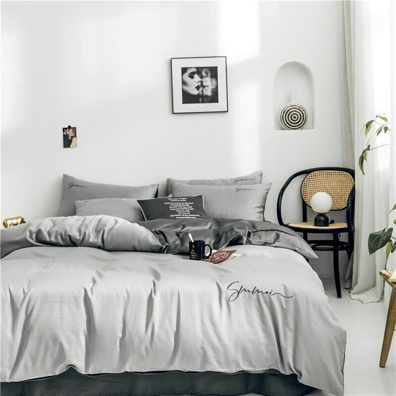 Set chăn ga gối lụa sumoi MỊN DECOR cao cấp mềm mại